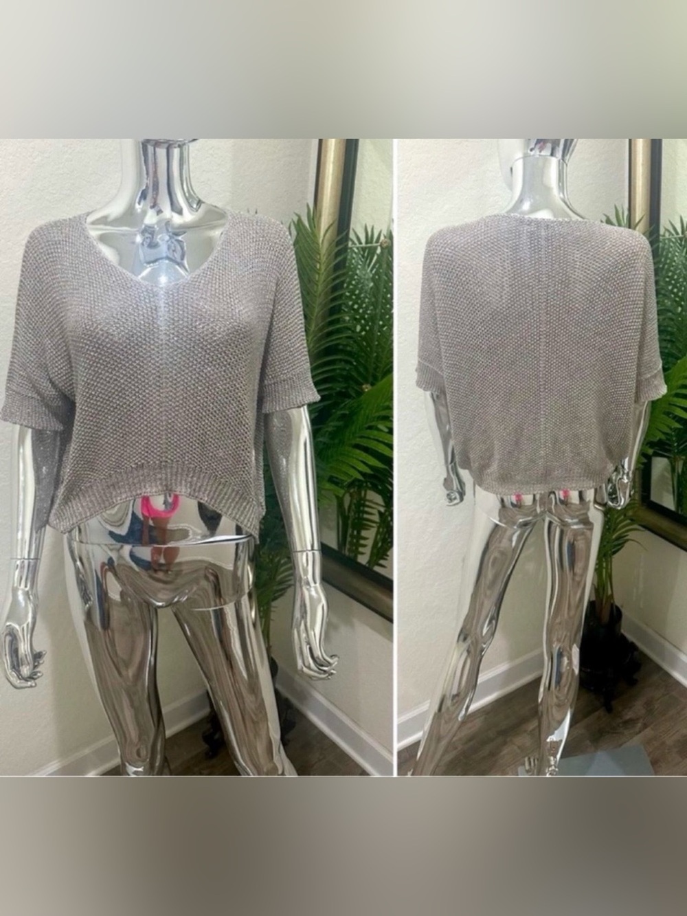 Brand BAZAR knit shimmer sweater OS
